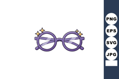 Purple round glasses with sparkle stars vector illustration Product Image 1