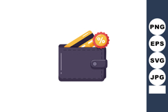Wallet with credit cards and discount badge financial saving Product Image 1
