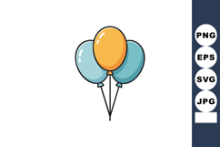 Cluster of orange and blue balloons vector illustration for Product Image 1