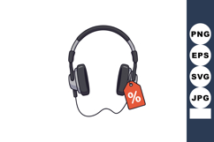 Headphones with discount tag vector illustration for sale pr Product Image 1
