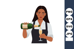 Woman pouring champagne into glass vector illustration with Product Image 1