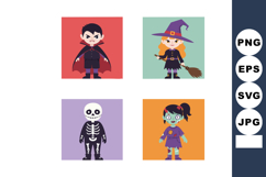 Cute Halloween Kids Costume Vector Featuring Vampire Witch S Product Image 1