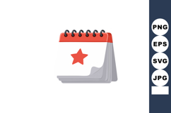 Red Star Marked Desk Calendar Page Vector Illustration for S Product Image 1