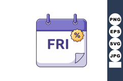Friday calendar icon with discount percentage tag vector ill Product Image 1
