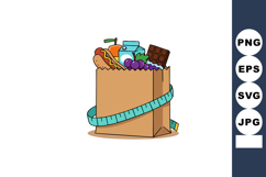 Grocery paper bag filled with healthy and indulgent food ite Product Image 1