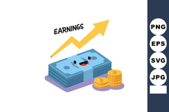 Earnings increase concept with happy money stack and golden Product Image 1