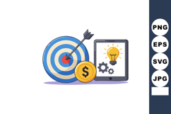 Business target dartboard with dollar coin and tablet showin Product Image 1