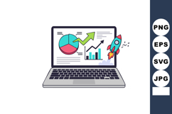 Laptop screen showing business growth charts with pie graph Product Image 1