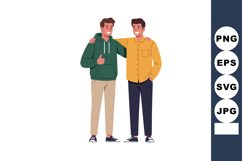 Two friends standing together smiling casual clothes green h Product Image 1