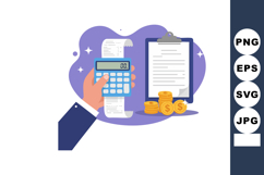 Calculator with receipt paper and clipboard showing financia Product Image 1