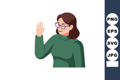 Woman with brown hair wearing green sweater and purple glass Product Image 1