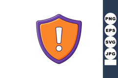 Alert shield icon with orange and purple colors security war Product Image 1