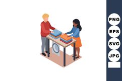 Children folding laundry together at table in home interior Product Image 1
