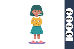 Sick girl with thermometer in mouth wearing yellow sweater a Product Image 1