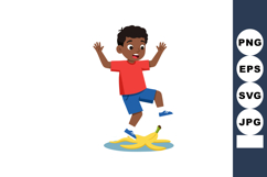 Boy slipping on banana peel vector illustration showing surp Product Image 1