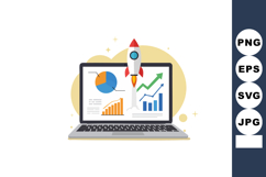 Rocket launching from laptop with business growth charts and Product Image 1