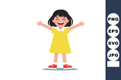 Happy little girl wearing yellow dress and red shoes with op Product Image 1