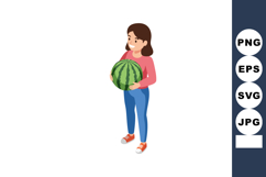 Woman holding watermelon smiling casual clothing happy fresh Product Image 1