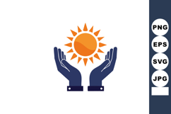 Hands holding radiant sun symbol representing energy care an Product Image 1