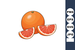 Grapefruit whole and sliced fresh citrus fruit vector illust Product Image 1