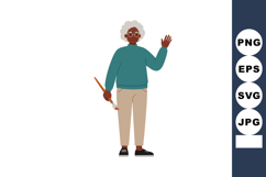 Elderly woman artist holding paintbrush in hand waving with Product Image 1