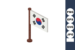 South Korea flag vector illustration with wooden pole design Product Image 1