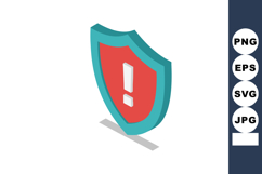 Shield with exclamation mark symbol alert protection icon ve Product Image 1