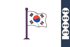 South Korea flag waving on pole vector illustration with dis Product Image 1
