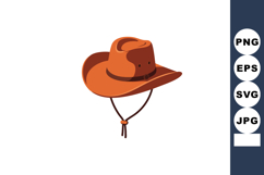 Brown cowboy hat with chin strap western style vector illust Product Image 1