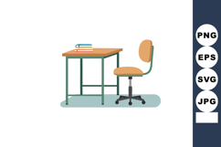 Office desk and swivel chair with books on top for study and Product Image 1