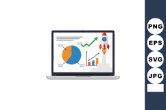 Laptop screen showing business growth charts with rocket lau Product Image 1