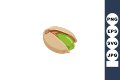 Pistachio nut vector illustration with open shell and green Product Image 1