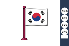 South Korea national flag waving on pole vector illustration Product Image 1