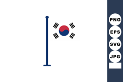 South Korea flag with blue pole and traditional yin yang sym Product Image 1