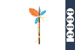 Native American spear with colorful feathers and traditional Product Image 1