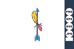 Arrow with colorful feathers tribal style simple hand drawn Product Image 1