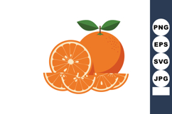 Orange fruit with green leaves and sliced segments vector il Product Image 1