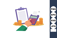 Financial calculation with calculator and clipboard showing Product Image 1