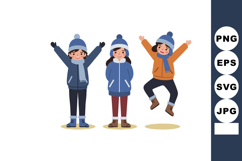 Kids dressed in winter jackets and hats playing outside enjo Product Image 1