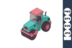 Road roller vehicle construction machinery with turquoise bo Product Image 1