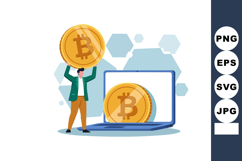 Bitcoin cryptocurrency digital currency concept with man hol Product Image 1