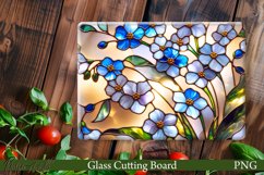 Glass Cutting Board Design | Blue Flowers PNG Product Image 1