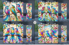 4 Stained Glass Bird Sublimation, 20 oz Tumbler Wrap Product Image 2