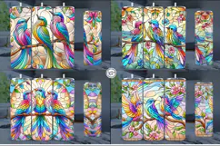 4 Stained Glass Bird Sublimation, 20 oz Tumbler Wrap Product Image 2