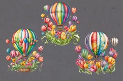 Rainbow Spring 3 PNG watercolor floral clipart Product Image 2