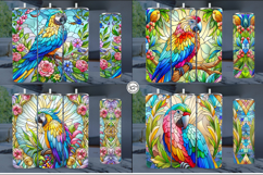 4 Stained Glass Parrot Sublimation, 20 oz Tumbler Wrap Product Image 2