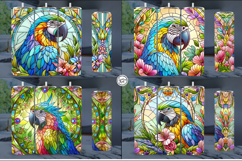 4 Stained Glass Parrot Sublimation, 20 oz Tumbler Wrap Product Image 2