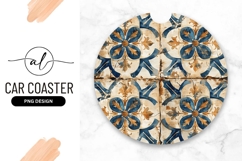 Blue And Gold Floral Pattern Round Design Product Image 1