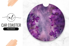 Purple Orchids On Distressed Round Background Product Image 1
