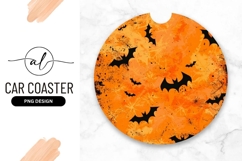 Halloween Orange Bats Round Car Coaster Png Product Image 1